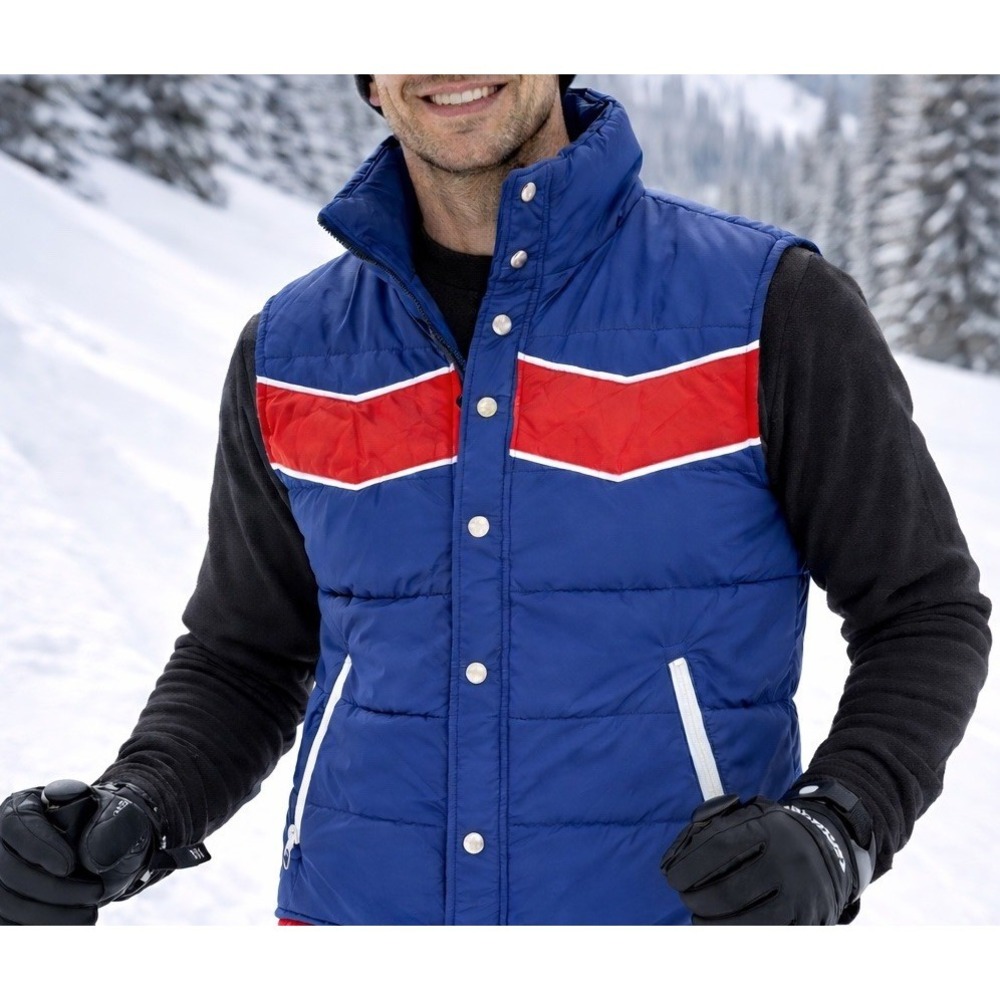 VTG 70s 80s Sears Puffer Vest Blue Red Western Outdoor Ski Gorpcore Down Large
